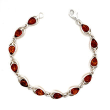 Load image into Gallery viewer, Amber and Silver Bracelet - tear drop stones