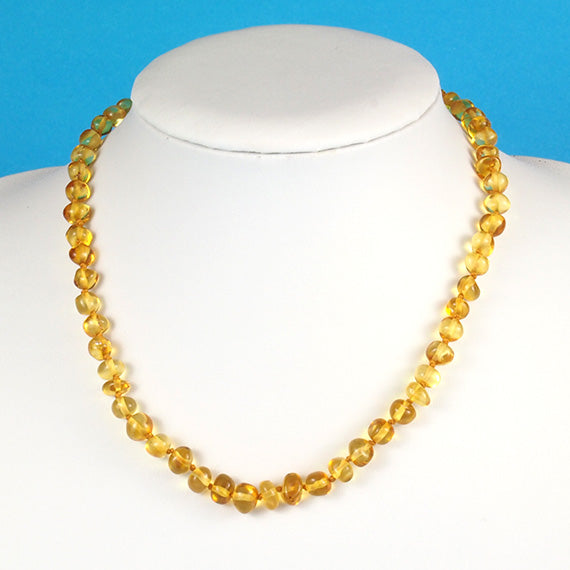 Amber Necklace 17 inch - Lemon 6 mm Baroque Beads