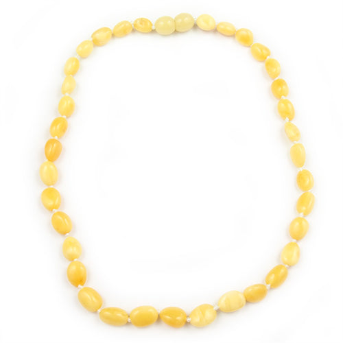 Baby Teething Necklace White Bean Shaped Beads