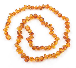 Adult Necklace - Honey Colored Baroque Amber 20 inch