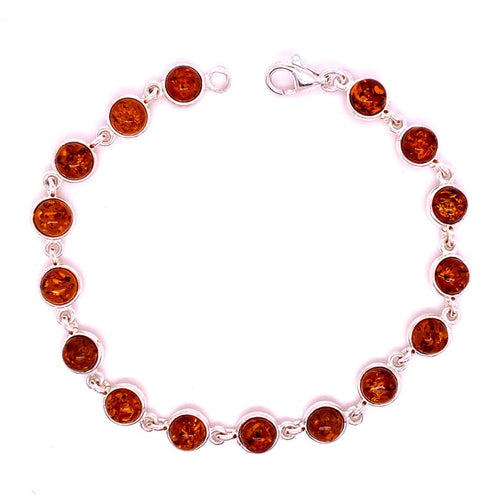 Amber and Silver Bracelet - small round stones