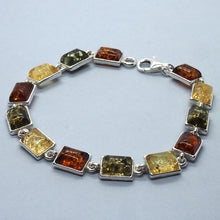 Load image into Gallery viewer, Amber and Silver Bracelet - rectangular stones