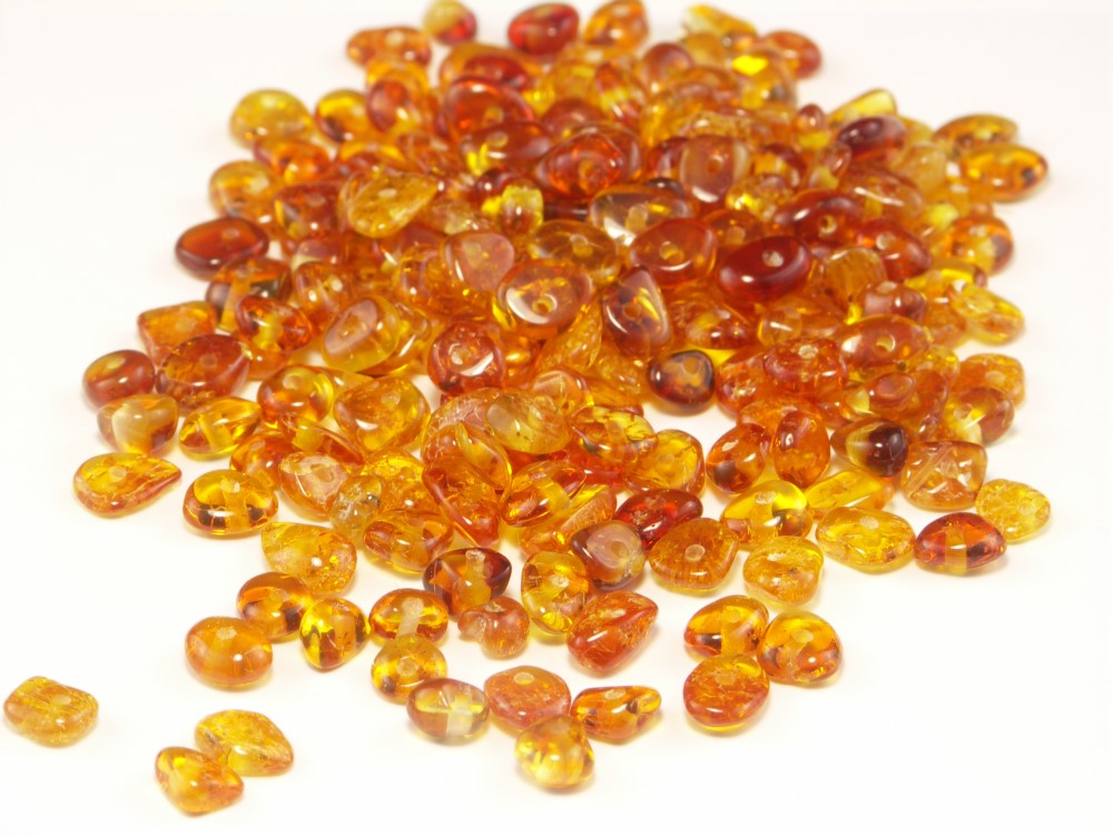 Baltic Amber Beads Flat 4-6 mm Honey 10 grams