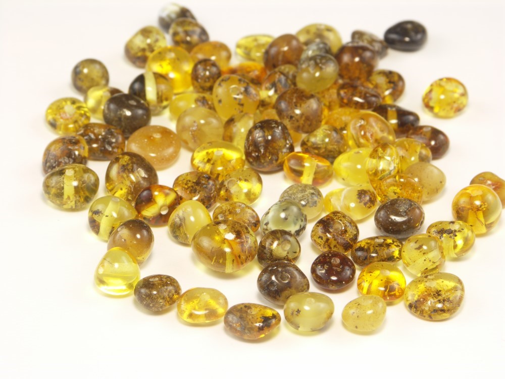 Baltic Amber Beads Baroque 6-8 mm Green 10 grams