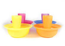 Load image into Gallery viewer, Plastic Cups Bowls Plates For 4 People 