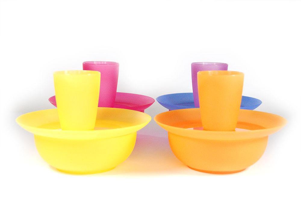 Plastic Cups Bowls Plates For 4 People 
