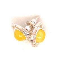 Load image into Gallery viewer, Amber and Silver Earrings - fancy flower
