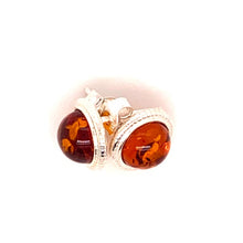 Load image into Gallery viewer, Amber and Silver Set - Earrings and Pendant - Delicate Round