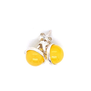 Amber and Silver Earrings - round stones