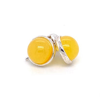 Load image into Gallery viewer, Amber and Silver Earrings - round stones