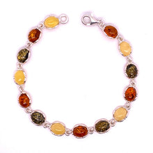 Load image into Gallery viewer, Amber and Silver Bracelet - oval stones