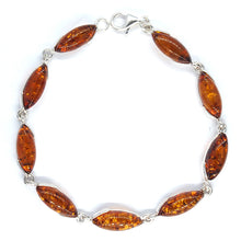 Load image into Gallery viewer, Amber and Silver Bracelet - long oval stones