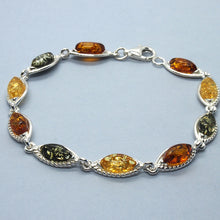 Load image into Gallery viewer, Amber and Silver Bracelet - fancy oval stones