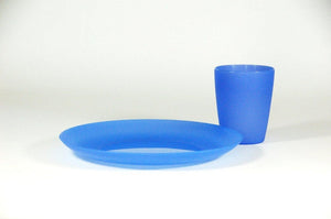 plastic cup and plate blue