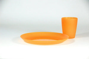 plastic cup and plate orange