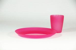 plastic cup and plate red