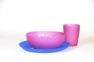 plastic plate bowl cup purple