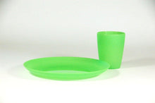 Load image into Gallery viewer, plastic plate and cup green