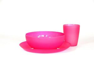 plastic plate bowl cup red