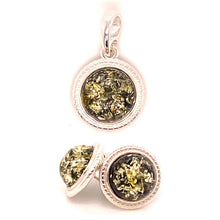 Load image into Gallery viewer, Amber and Silver Set - Earrings and Pendant - Delicate Round