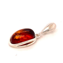 Load image into Gallery viewer, Amber and Silver Set - Earrings and Pendant - Oval Shape