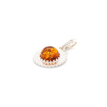Load image into Gallery viewer, Amber and Silver Set - Earrings and Pendant - Sun Shape