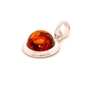 Amber and Silver Set - Earrings and Pendant - Delicate Round